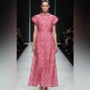 Gorgeous Pink embroidered sequin long evening pageant event dress sz S